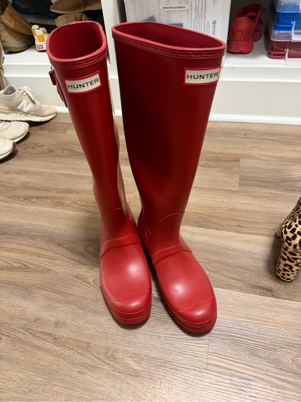 Hunter Women's Knee-High Red Rubber Rain Boots